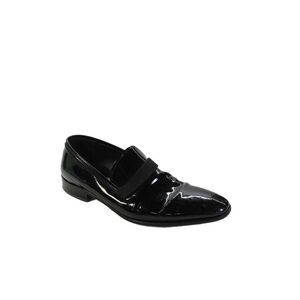 Salvatore Ferragamo Mens Slip On Round Toe Patent Leather Oxfords Black 11.5D